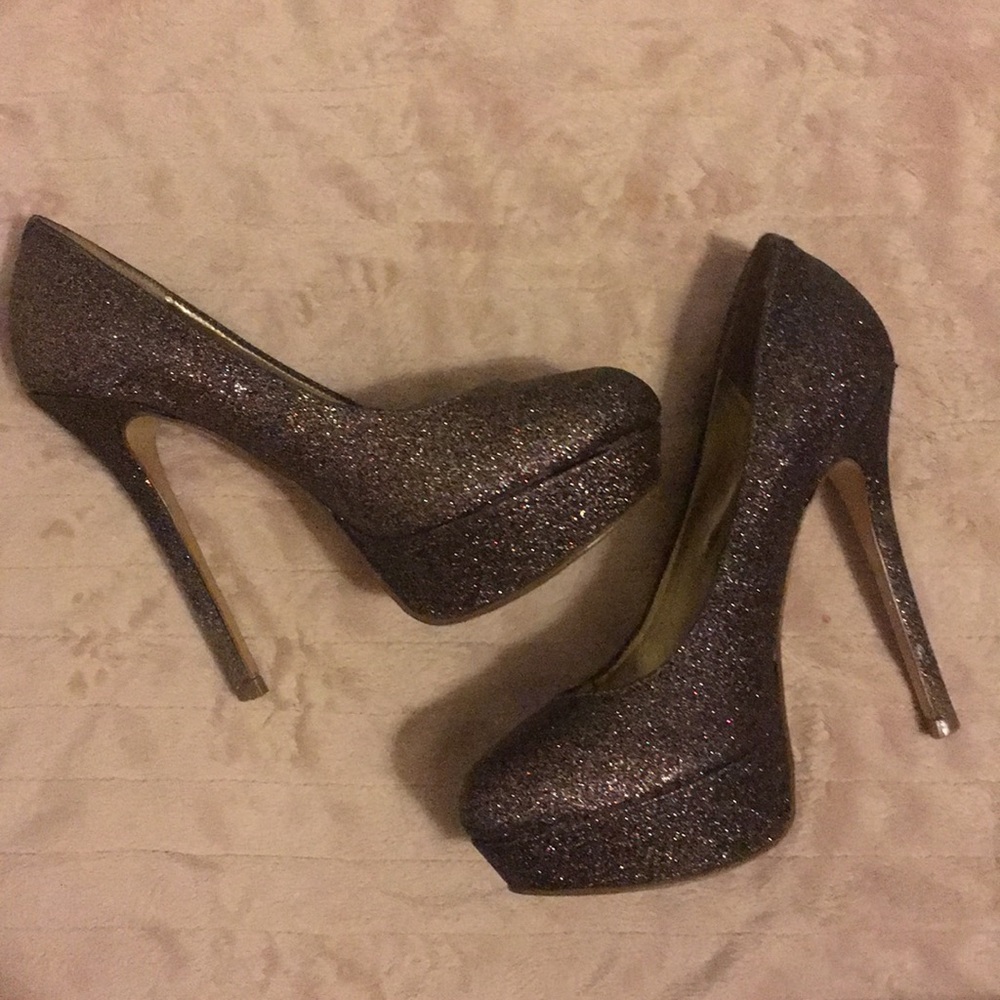 Glittery platform heels